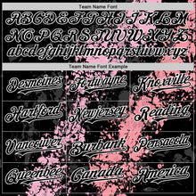 Load image into Gallery viewer, Custom Black Light Pink Medium Pink-White Splash Art 3D Pattern Design Bomber Full-Snap Varsity Letterman Hoodie Jacket