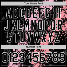 Load image into Gallery viewer, Custom Black Light Pink Medium Pink-White Splash Art 3D Pattern Design Bomber Full-Snap Varsity Letterman Hoodie Jacket