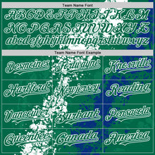 Load image into Gallery viewer, Custom Kelly Green White-Royal Splash Art 3D Pattern Design Bomber Full-Snap Varsity Letterman Hoodie Jacket