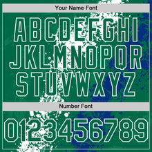 Load image into Gallery viewer, Custom Kelly Green White-Royal Splash Art 3D Pattern Design Bomber Full-Snap Varsity Letterman Hoodie Jacket