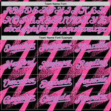 Charger l'image dans la galerie, Custom Black Pink-White Zigzag Shape 3D Pattern Design Bomber Full-Snap Varsity Letterman Hoodie Jacket