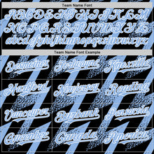 Load image into Gallery viewer, Custom Black Light Blue-White Zigzag Shape 3D Pattern Design Bomber Full-Snap Varsity Letterman Hoodie Jacket