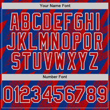 Load image into Gallery viewer, Custom Royal Red-White Zigzag Shape 3D Pattern Design Bomber Full-Snap Varsity Letterman Hoodie Jacket