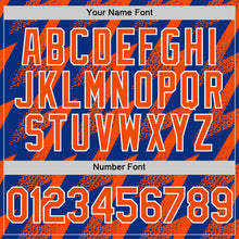 Load image into Gallery viewer, Custom Royal Orange-White Zigzag Shape 3D Pattern Design Bomber Full-Snap Varsity Letterman Hoodie Jacket