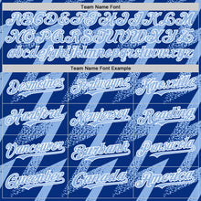 Load image into Gallery viewer, Custom Royal Light Blue-White Zigzag Shape 3D Pattern Design Bomber Full-Snap Varsity Letterman Hoodie Jacket