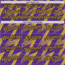 Load image into Gallery viewer, Custom Purple Old Gold Black-White Zigzag Shape 3D Pattern Design Bomber Full-Snap Varsity Letterman Hoodie Jacket