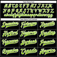 Загрузить изображение в средство просмотра галереи, Custom Black Neon Green-White Bomber Full-Snap Varsity Faux Leather Letterman Jacket