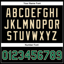 Загрузить изображение в средство просмотра галереи, Custom Black Kelly Green-Cream Bomber Full-Snap Varsity Faux Leather Letterman Jacket