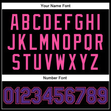 Load image into Gallery viewer, Custom Black Purple-Pink Bomber Full-Snap Varsity Faux Leather Letterman Jacket