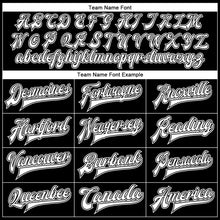 Загрузить изображение в средство просмотра галереи, Custom Black White-Black Bomber Full-Snap Varsity Faux Leather Letterman Jacket