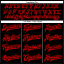 Загрузить изображение в средство просмотра галереи, Custom Black Red-Black Bomber Full-Snap Varsity Faux Leather Letterman Jacket