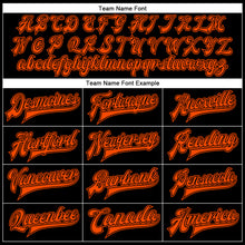 Load image into Gallery viewer, Custom Black Orange-Black Bomber Full-Snap Varsity Faux Leather Letterman Jacket