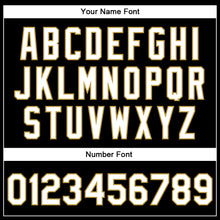 Загрузить изображение в средство просмотра галереи, Custom Black White-Old Gold Bomber Full-Snap Varsity Faux Leather Letterman Jacket