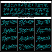 Загрузить изображение в средство просмотра галереи, Custom Black Black-Teal Bomber Full-Snap Varsity Faux Leather Letterman Jacket