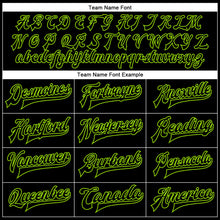 Загрузить изображение в средство просмотра галереи, Custom Black Black-Neon Green Bomber Full-Snap Varsity Faux Leather Letterman Jacket