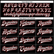 Загрузить изображение в средство просмотра галереи, Custom Black White-Red Bomber Full-Snap Varsity Faux Leather Letterman Jacket