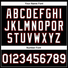 Загрузить изображение в средство просмотра галереи, Custom Black White-Red Bomber Full-Snap Varsity Faux Leather Letterman Jacket