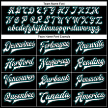 Загрузить изображение в средство просмотра галереи, Custom Black White-Teal Bomber Full-Snap Varsity Faux Leather Letterman Jacket