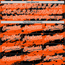 Load image into Gallery viewer, Custom Black Orange-White Splash 3D Pattern Design Bomber Full-Snap Varsity Letterman Hoodie Jacket