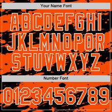 Load image into Gallery viewer, Custom Black Orange-White Splash 3D Pattern Design Bomber Full-Snap Varsity Letterman Hoodie Jacket