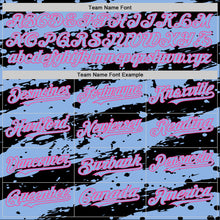 Load image into Gallery viewer, Custom Black Light Blue-Pink Splash 3D Pattern Design Bomber Full-Snap Varsity Letterman Hoodie Jacket