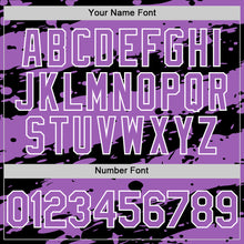 Load image into Gallery viewer, Custom Black Medium Purple-White Splash 3D Pattern Design Bomber Full-Snap Varsity Letterman Hoodie Jacket