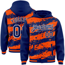 Load image into Gallery viewer, Custom Orange Royal-White Splash 3D Pattern Design Bomber Full-Snap Varsity Letterman Hoodie Jacket