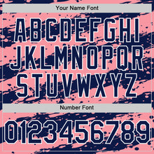 Загрузить изображение в средство просмотра галереи, Custom Medium Pink Navy-White Splash 3D Pattern Design Bomber Full-Snap Varsity Letterman Hoodie Jacket