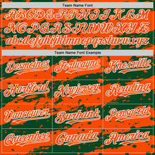 Загрузить изображение в средство просмотра галереи, Custom Green Orange-White Splash 3D Pattern Design Bomber Full-Snap Varsity Letterman Hoodie Jacket