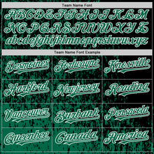 Load image into Gallery viewer, Custom Black Kelly Green-White Abstract Fragment Art 3D Pattern Design Bomber Full-Snap Varsity Letterman Hoodie Jacket