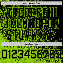 Load image into Gallery viewer, Custom Black Black-Neon Green Abstract Fragment Art 3D Pattern Design Bomber Full-Snap Varsity Letterman Hoodie Jacket