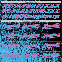 Load image into Gallery viewer, Custom Black Sky Blue-Pink Abstract Fragment Art 3D Pattern Design Bomber Full-Snap Varsity Letterman Hoodie Jacket