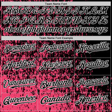 Load image into Gallery viewer, Custom Neon Pink Black-White Abstract Fragment Art 3D Pattern Design Bomber Full-Snap Varsity Letterman Hoodie Jacket