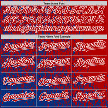 Load image into Gallery viewer, Custom Royal Red-White Abstract Fragment Art 3D Pattern Design Bomber Full-Snap Varsity Letterman Hoodie Jacket