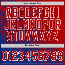 Load image into Gallery viewer, Custom Royal Red-White Abstract Fragment Art 3D Pattern Design Bomber Full-Snap Varsity Letterman Hoodie Jacket