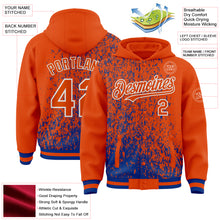 Load image into Gallery viewer, Custom Royal Orange-White Abstract Fragment Art 3D Pattern Design Bomber Full-Snap Varsity Letterman Hoodie Jacket