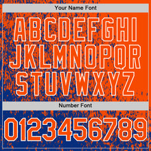 Load image into Gallery viewer, Custom Royal Orange-White Abstract Fragment Art 3D Pattern Design Bomber Full-Snap Varsity Letterman Hoodie Jacket