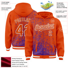 Load image into Gallery viewer, Custom Purple Orange-White Abstract Fragment Art 3D Pattern Design Bomber Full-Snap Varsity Letterman Hoodie Jacket