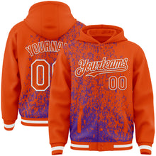 Load image into Gallery viewer, Custom Purple Orange-White Abstract Fragment Art 3D Pattern Design Bomber Full-Snap Varsity Letterman Hoodie Jacket