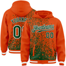 Load image into Gallery viewer, Custom Orange Green-White Abstract Fragment Art 3D Pattern Design Bomber Full-Snap Varsity Letterman Hoodie Jacket