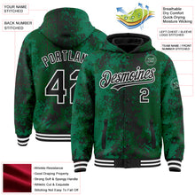 Load image into Gallery viewer, Custom Green Black-White 3D Pattern Design Bomber Full-Snap Varsity Letterman Hoodie Jacket