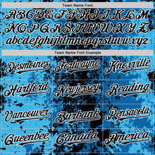 Load image into Gallery viewer, Custom Blue Black-White 3D Pattern Design Bomber Full-Snap Varsity Letterman Hoodie Jacket