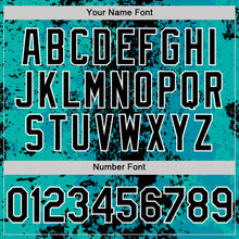 Load image into Gallery viewer, Custom Teal Black-White 3D Pattern Design Bomber Full-Snap Varsity Letterman Hoodie Jacket