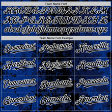 Load image into Gallery viewer, Custom Royal Black-White 3D Pattern Design Bomber Full-Snap Varsity Letterman Hoodie Jacket