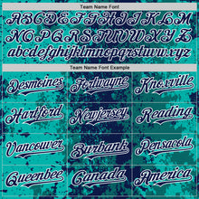 Load image into Gallery viewer, Custom Teal Navy-White 3D Pattern Design Bomber Full-Snap Varsity Letterman Hoodie Jacket