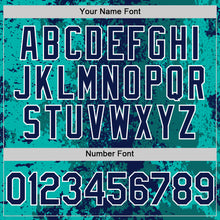 Load image into Gallery viewer, Custom Teal Navy-White 3D Pattern Design Bomber Full-Snap Varsity Letterman Hoodie Jacket