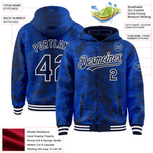 Load image into Gallery viewer, Custom Royal Navy-White 3D Pattern Design Bomber Full-Snap Varsity Letterman Hoodie Jacket