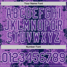 Load image into Gallery viewer, Custom Navy Purple-White 3D Pattern Design Bomber Full-Snap Varsity Letterman Hoodie Jacket