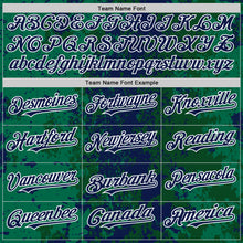 Load image into Gallery viewer, Custom Green Navy-White 3D Pattern Design Bomber Full-Snap Varsity Letterman Hoodie Jacket