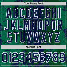 Load image into Gallery viewer, Custom Green Navy-White 3D Pattern Design Bomber Full-Snap Varsity Letterman Hoodie Jacket